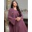[Handmade Beaded Abaya Set] 3136 Handmade Beaded Abaya Set for Women - Lavender Long Tunic with Golden Accents, Includes Camisole and Outerwear, Perfect for Spring/Summer, Casual Elegant Wear, Elegant Attire | Beaded Embellishments | Nonstretch Fabric