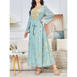 Middle Eastern Arabic Collar Dress Dubai Export Women's Loose Abaya Long Robe Gown