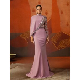 Women's Elegant Formal Evening gown - Long Formal Party Dress in Lavender Pink, A-Line Silhouette with flared Hem, Perfect for Weddings, Galas, Proms - Luxury Evening Wear for Women