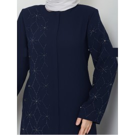 Middle Eastern Muslim Solid Color Elegant Rhinestone Abaya 8325