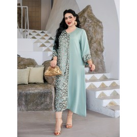 Directional Heavy Industrial Beaded Embroidery Arabic Women's Elegant Dress JALABIA V-Neck Black Creative Asymmetrical Splicing Latest Design Saudi National Day Gown