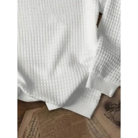 Women's Western Cowboy Print Waffle Sweatshirt - Cozy Bull Skull & Cactus LOVE Lettering Design, Casual Fall Winter Pullover, Machine Washable White Sweater for Country-Themed Outfits