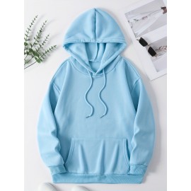 [Vibrant Alphabet Print Sweatshirt] Vibrant Alphabet Print Hooded Sweatshirt - Women's Casual 100% Polyester Knit Fabric - Drawstring Hood, Fall/Winter Clothing