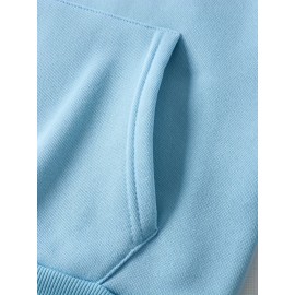 [Vibrant Alphabet Print Sweatshirt] Vibrant Alphabet Print Hooded Sweatshirt - Women's Casual 100% Polyester Knit Fabric - Drawstring Hood, Fall/Winter Clothing