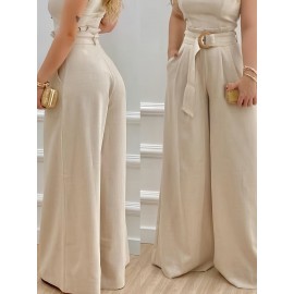 Summer Casual Commuting Stylish Sleeveless Vest And Long Pants Outfit